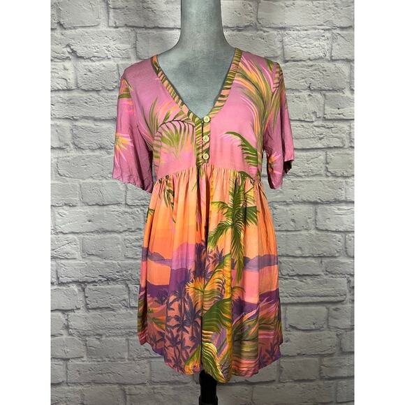 FARM Rio Dresses & Skirts - Farm Rio Vibrant Tropical Print Mini Dress/Babydoll Dress